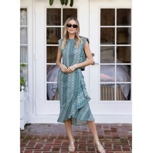 Julia Amory Slim Ruffle Skirt - Jade Zig Zag - XS 💚